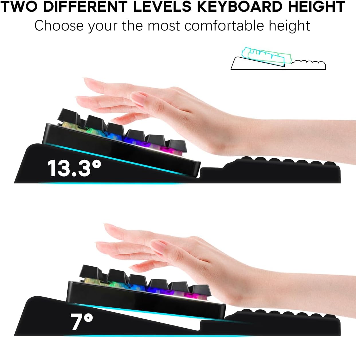 JIKIOU Keyboard Stand with Wrist Rest, Computer Keyboard Stand Pad with Non-Slip Base, Comfy Ergonomic Keyboard Riser Holder for Gaming Office Home 17.13x9.5 in Black