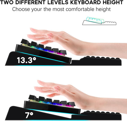 JIKIOU Keyboard Stand with Wrist Rest, Computer Keyboard Stand Pad with Non-Slip Base, Comfy Ergonomic Keyboard Riser Holder for Gaming Office Home 17.13x9.5 in Black
