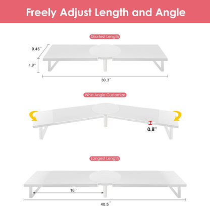 Across-Star Dual-Monitor-Stand-Riser-For-Desk Adjustable Length 32-40 Inch，Large Desktop Computer Monitor Riser For 2 Screens，Desk Shelf Organizer Riser Stand For Computer/Laptop/PC/Printer/TV Black