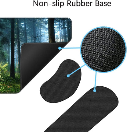MIBITRI Keyboard Mouse Pad Set, Extended Gaming Mouse Pad+Ergonomics Keyboard Wrist Rest Support, Memory Foam, Easy Typing Pain Relief, 4Pcs XXL Ultra Thick Desk Mat, Enchanted Bookshelf
