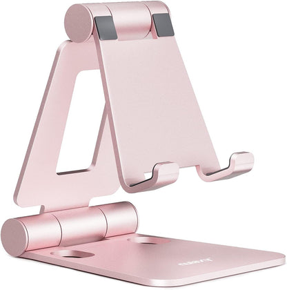 Nulaxy Dual Folding Cell Phone Stand, Fully Adjustable Foldable Desktop Phone Holder Cradle Dock Compatible with iPhone 17 16 15 14 13 12 11 Pro Max Xs Xr X 8, Nintendo Switch, All Phones