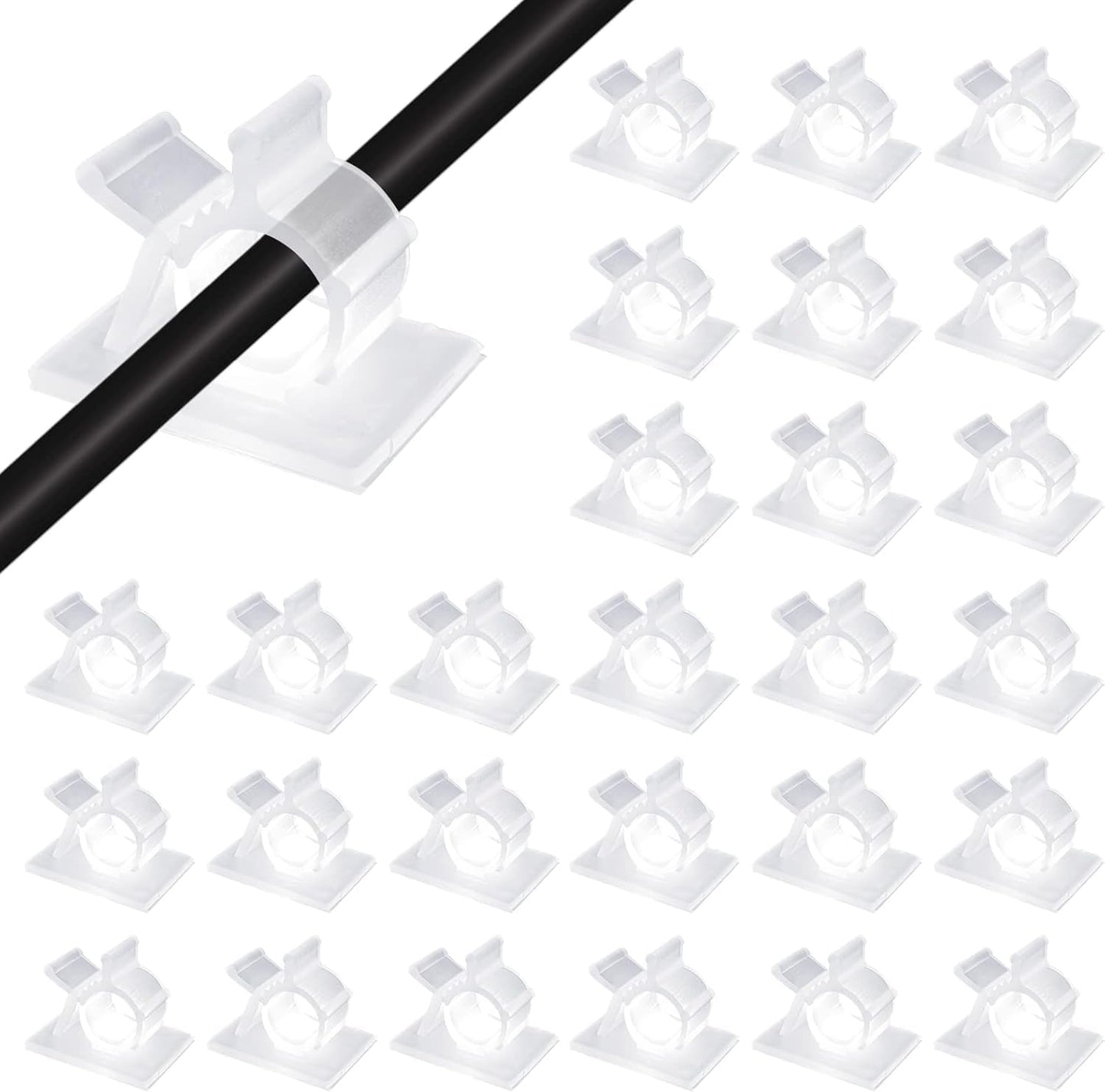Viaky 30 Pcs Black Clips Self Adhesive Backed Nylon Wire Adjustable Cable Clips Adhesive Cable Management Drop Wire Holder