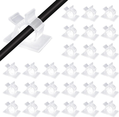 Viaky 30 Pcs Black Clips Self Adhesive Backed Nylon Wire Adjustable Cable Clips Adhesive Cable Management Drop Wire Holder