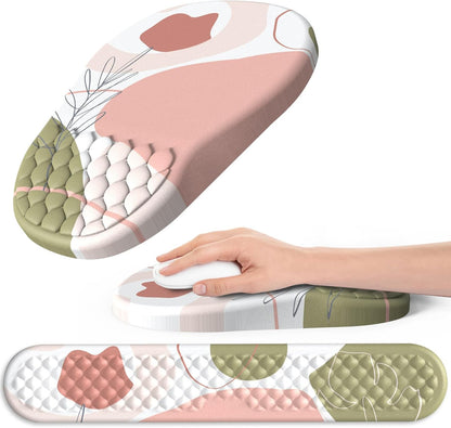 Ergonomic Mouse Pad and Keyboard Wrist Rest with Massage Design, Space-Saving Mouse Pad Wrist Support, Memory Foam Wrist Rest with Non-Slip PU Base for Computer Desk, Black