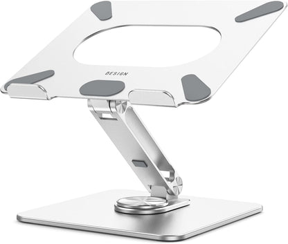 BESIGN LSX7 Laptop Stand with 360 Rotating Base, Ergonomic Adjustable Notebook Riser, Foldable Computer Holder Compatible with 10-15.6" Laptops (Black)