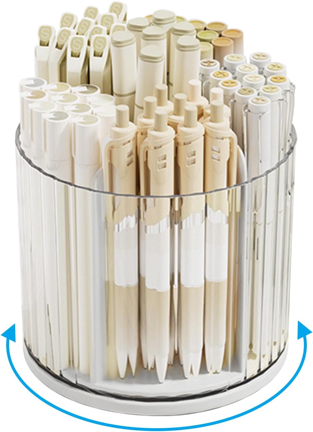 Marte Vanci 360 Degree Rotating Pen Pencil Holder Desk Stationery Organizer Tidy Organizer for Pencil Makeup Painting Brush Cosmetic Craft Storage Bin Pen Pot for Home Office School 6 Slots White
