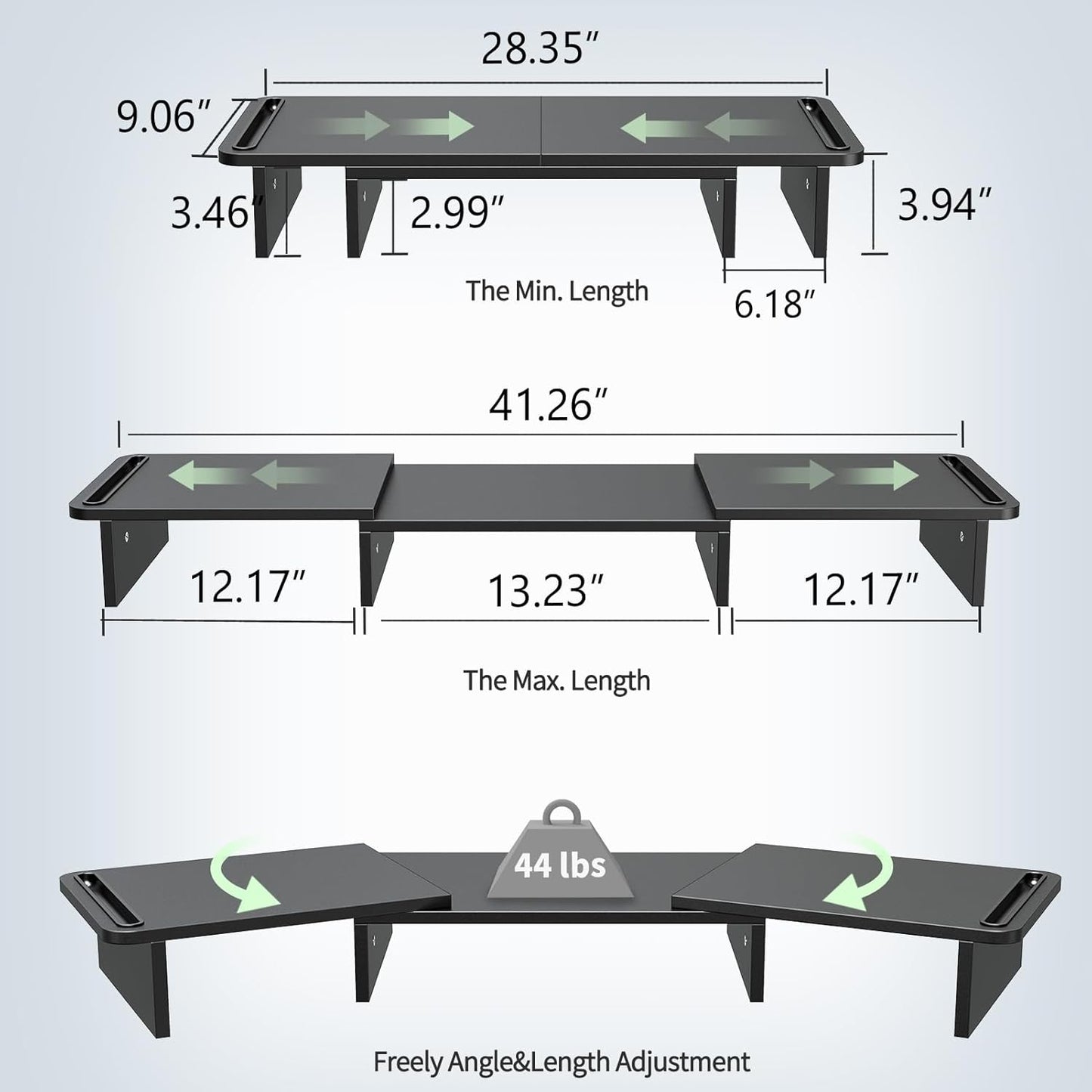 Zimilar Dual Monitor Stand Riser, Monitor Stand with Adjustable Length and Angle, Wood Monitor stand for desk, Monitor Riser for 2 monitors with Storage Space(Rust Brown Large)