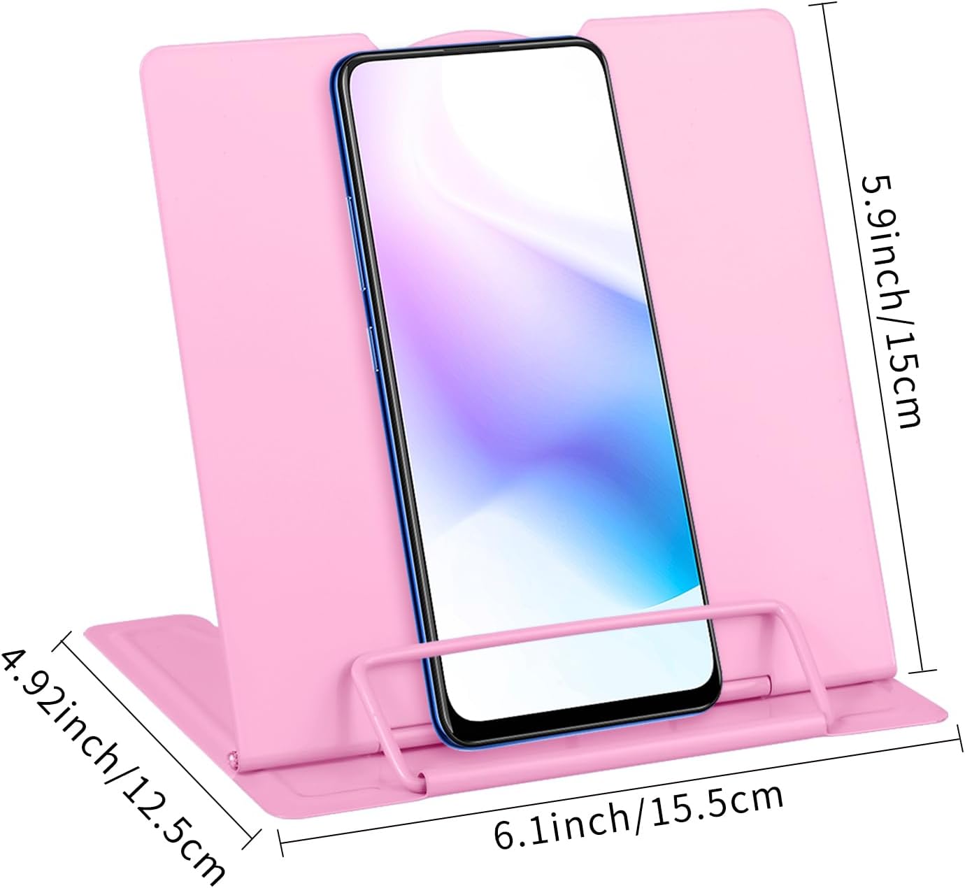 Honagu Small Book Stand Book Holder Metal Desk Stand for Reading Hands Free, Adjustable Cookbook Documents Holder, Portable for Music Books, Textbook, Recipe, Tablet, Ipad, Great Gifts (White)