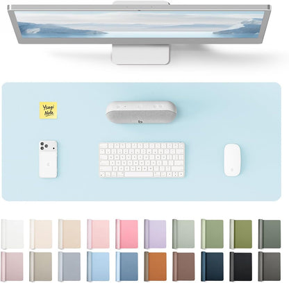 YSAGi Leather Desk Protector, Office Mat, Large Mouse Mat, Non-Slip PU Leather Blotter, Laptop Pad, Waterproof Writing Pad for Office and Home (Light Pink, 23.6" x 13.8") - Colors B