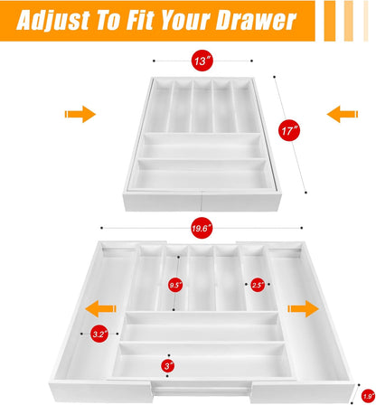 Kitchen Silverware Drawer Organizer and Storage Flatware Cutlery Utensil Holder Spice Rack Containers Bathroom Counter Cabinet Office Desk Makeup Drawer Tray Kitchen and Dining Tools Decor Accessories