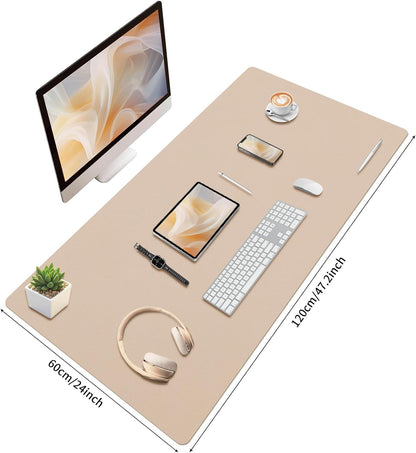 Bloss Leather Desk Pad and Keyboard Wrist Rest, Large Mouse Pad + Keyboard Pad+Mouse Wrist Support, Non-Slip Desk Mat Protector for Office, Home(31.5×15.7 Inches,Beige)