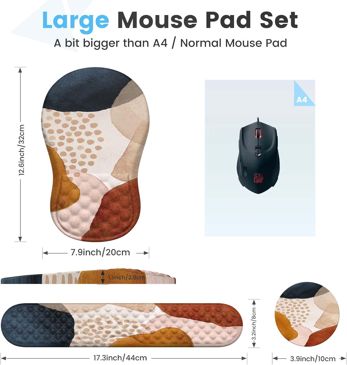HAOCOO Keyboard Wrist Rest, Ergonomic Mouse Pad with Wrist Rest, 3 in 1 Keyboard and Mouse pad with Coaster Set, Memory Foam Wrist Support, Non-Slip PU Base for Home Office, Rose Gold Pink