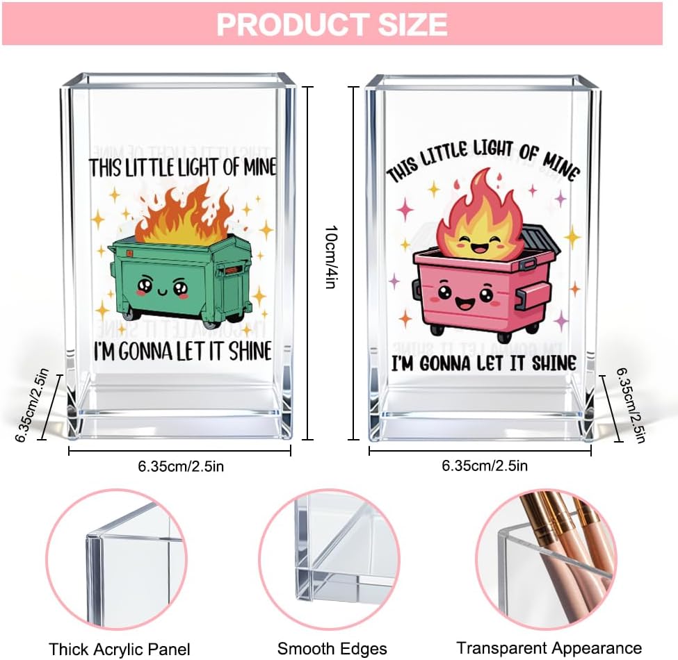Everything is Figureoutable Acrylic Cosmetic Pencil Pen Holder Cup, Emotional Dumpster Fire Pencil Pen Holder Cup, Therapy Gifts, Mental Health Gifts for Women Colleague Boss Teacher
