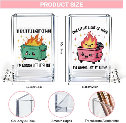 Everything is Figureoutable Acrylic Cosmetic Pencil Pen Holder Cup, Emotional Dumpster Fire Pencil Pen Holder Cup, Therapy Gifts, Mental Health Gifts for Women Colleague Boss Teacher