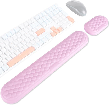 Ergonomic Keyboard and Mouse Wrist Rest Set - Memory Foam Support Pads, Non-Slip Desk Accessories for Office, Home, Gaming, Reduces Fatigue & Strain,Black