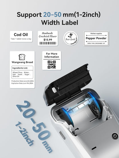 NIIMBOT B1 Label Maker Machine with Tape, 2 Inch Portable Label Printer, Bluetooth Thermal Label Printer with Multiple Templates for Small Business,Office,Home,School (Blue, 1 Printer+1 Roll Label)