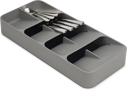 Joseph Joseph DrawerStore Compact Utensil Organizer For Kitchen Drawer Silverware, Flatware Tray, Small, Grey