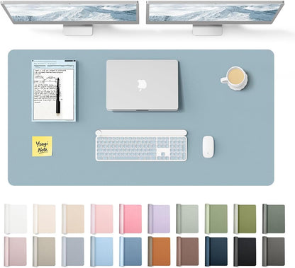 YSAGi Leather Desk Protector, Office Mat, Large Mouse Mat, Non-Slip PU Leather Blotter, Laptop Pad, Waterproof Writing Pad for Office and Home (Light Pink, 23.6" x 13.8") - Colors A