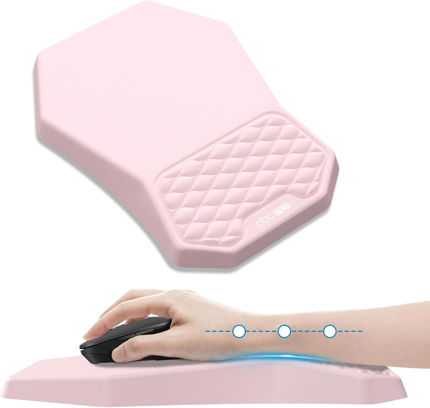 Ergonomic Mouse Pad and Keyboard Wrist Rest Support Set, Massage Design Mousepad for Carpal Tunnel Pain Relief, Memory Foam, Non-Slip PU Base for Computer Desk, Baby Blue