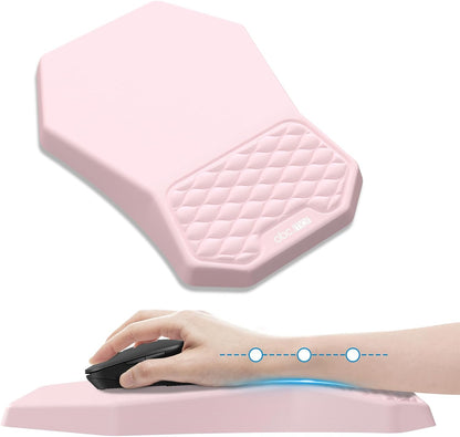 Ergonomic Mouse Pad and Keyboard Wrist Rest Support Set, Massage Design Mousepad for Carpal Tunnel Pain Relief, Memory Foam, Non-Slip PU Base for Computer Desk, Baby Blue