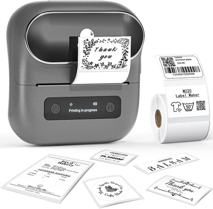 Phomemo Label Maker,M220 Label Printer,3 Inch Bluetooth Thermal Label Maker Machine with 6000+ Icons,700+ Templates,400+ Fonts,for Kids School Items,Small Business,Large Sticker