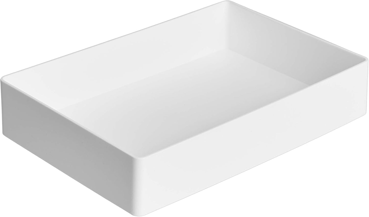 Amazon Basics Rectangular Plastic Desk Organizer with Storage Trays, Accessory Tray for Office Supplies and Pen Holder, 9.4 x 6.7 x 2 inch, Black