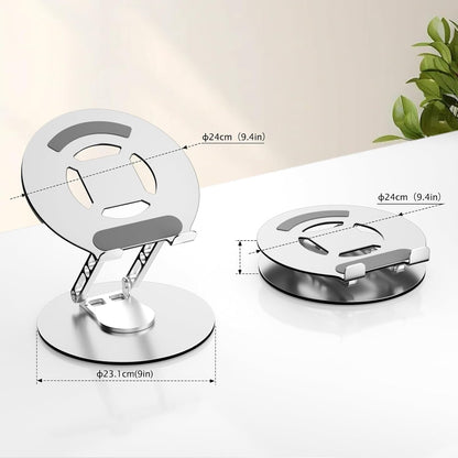 Laptop Stand for Desk Adjustable Computer Stand with 360 Rotating Base Ergonomic Laptop Riser Mount for Desk Foldable Protable Computer Desk Fits with MacBook Pro Air, Round Black