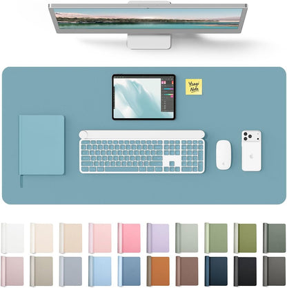 YSAGi Leather Desk Protector, Office Mat, Large Mouse Mat, Non-Slip PU Leather Blotter, Laptop Pad, Waterproof Writing Pad for Office and Home (Light Pink, 23.6" x 13.8") - Colors A
