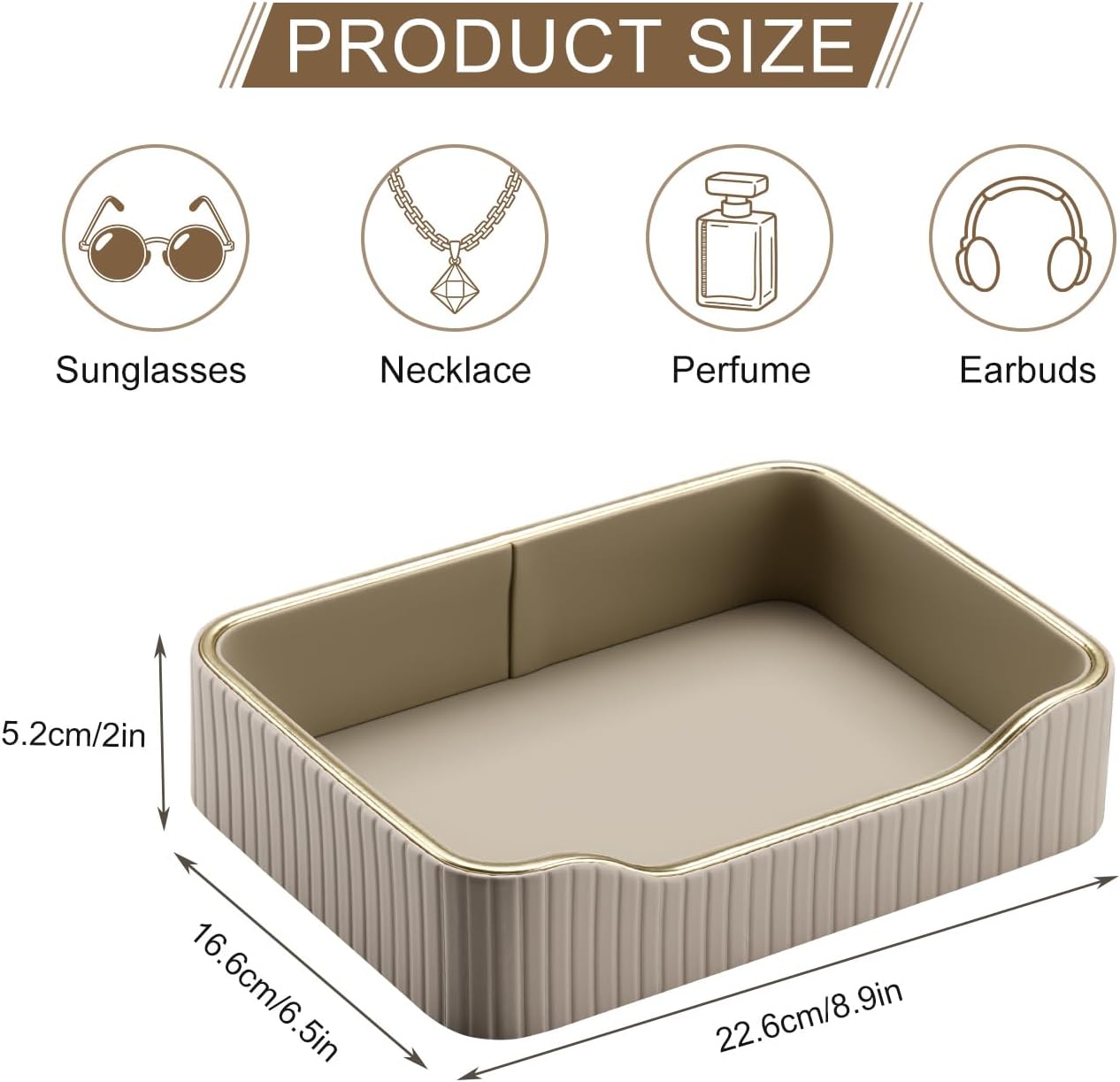 KINGFOM Prefume Tray, PU Leather Valet Tray Nightstand Organizer Perfume Trays for Men Women, Table Centerpieces Decorative Vanity Trays, Desk Organizer Tray for Key Jewelry Cosmetics (Black)