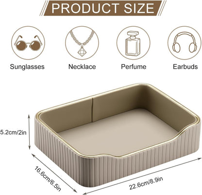 KINGFOM Prefume Tray, PU Leather Valet Tray Nightstand Organizer Perfume Trays for Men Women, Table Centerpieces Decorative Vanity Trays, Desk Organizer Tray for Key Jewelry Cosmetics (Black)