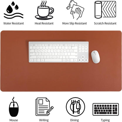 Bloss Leather Desk Pad and Keyboard Wrist Rest, Large Mouse Pad + Keyboard Pad+Mouse Wrist Support, Non-Slip Desk Mat Protector for Office, Home(31.5×15.7 Inches,Beige)
