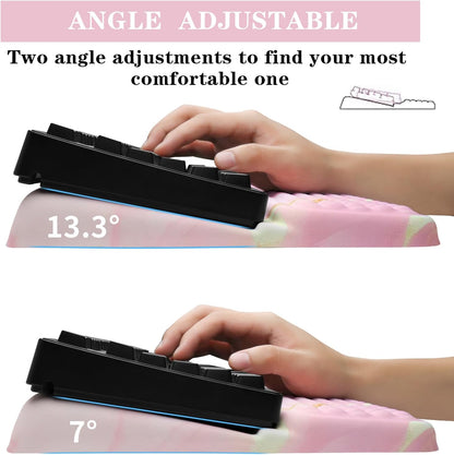 Computer Keyboard Stand Pad with Wrist Rest, Ergonomic Comfy Tilted Keyboard Stand Riser Holder Pad for Office Home (Black)