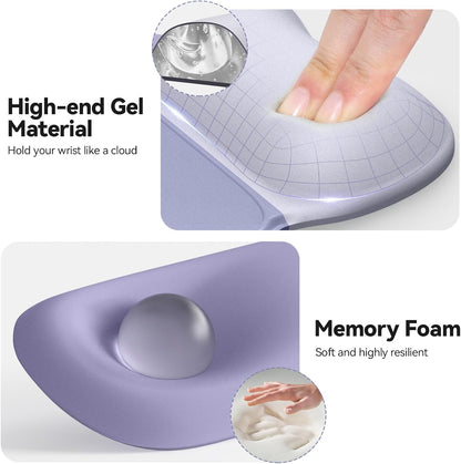 TECKNET Gel Mouse Pad with Wrist Rest, 3 in 1 Keyboard Wrist Rest for Pain Relief, Non-Slip PU Base & Easy Typing, Ergonomic Mousepad Set for Office & Home（Black）