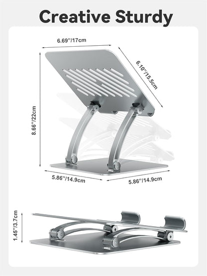 tounee Tablet Holder Stand, Dual Rod Adjustable Aluminum Desktop Stand, Compatible with 4.7-16.9" iPads, Surface Tablets, Portable Monitors, Kindle & More (Gray)