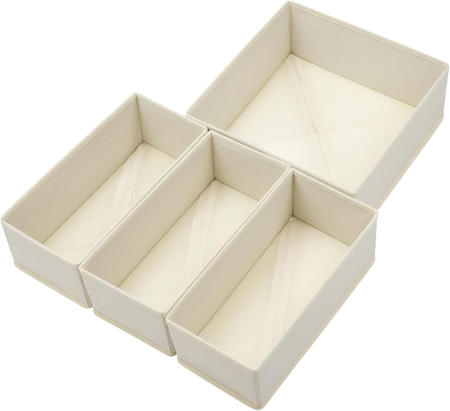 Bructhun Foldable Fabric Drawer Organizer Set 4 Pack Dresser Dividers - Sock Underwear Storage Bins Gray