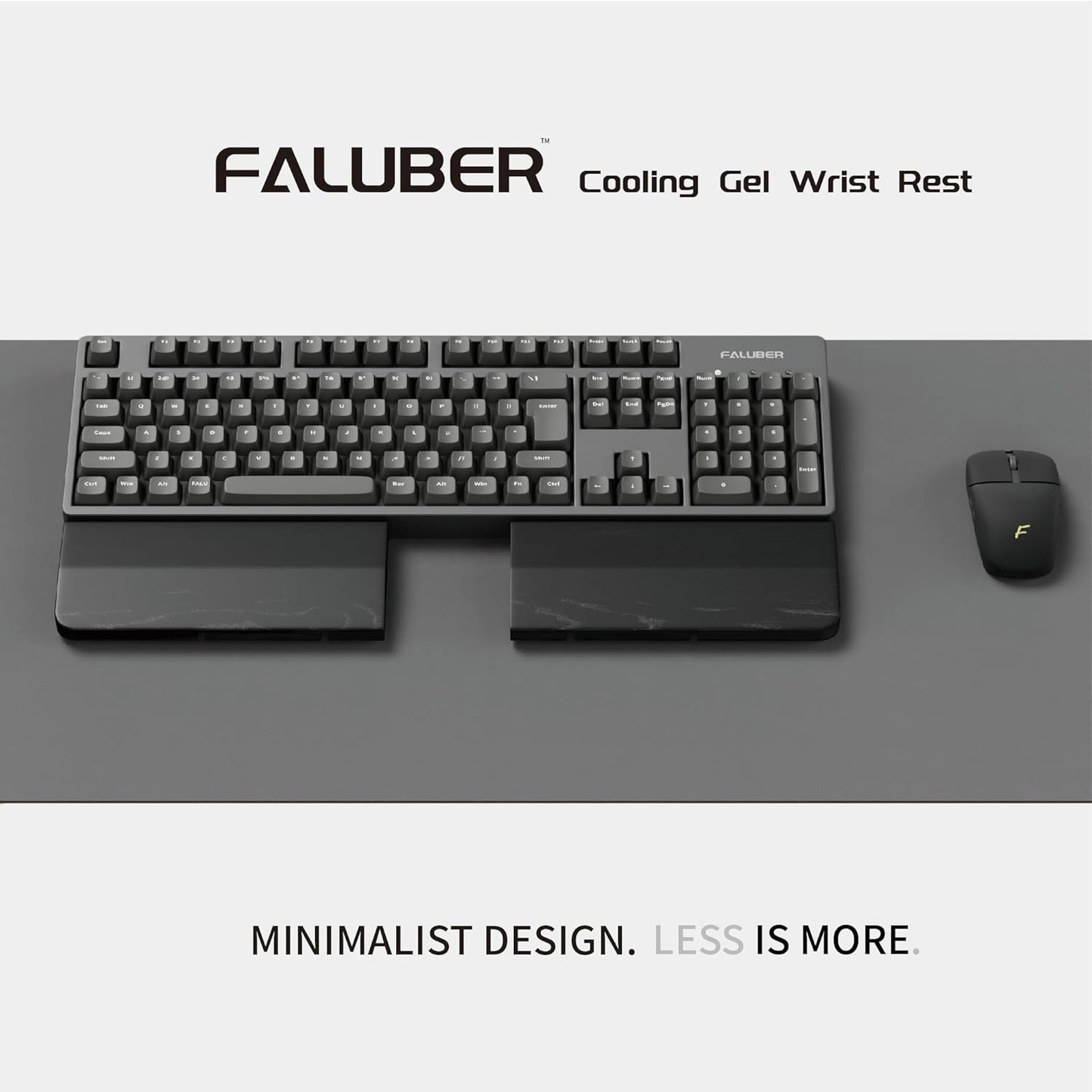Faluber Wooden Wrist Rest, 14.3-inch Length and 20mm Thickness for Tenkeyless Keyboard, Walnut Wood Palm Rest, Ergonomic Design for Mechanical Gaming Keyboard, Stain Resistant (Medium, Walnut Wood)