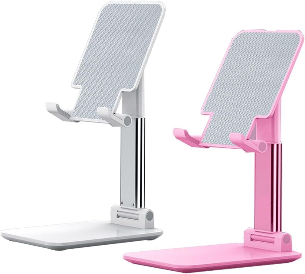 Phone Stand for Desk, 2 Pack MT-6 Desk Cellphone Holder for Office Universal Smart Foldable & Height Adjustable Compatible Under 8” Device, Black