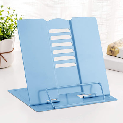 MSDADA Desk Book Stand Metal Reading Rest Book Holder Adjustable Cookbook Documents Holder for Recipes Textbooks Tablet Music Books, Mom Gifts, Gifts for Grandma Mom Mothers Day(Light Purple)