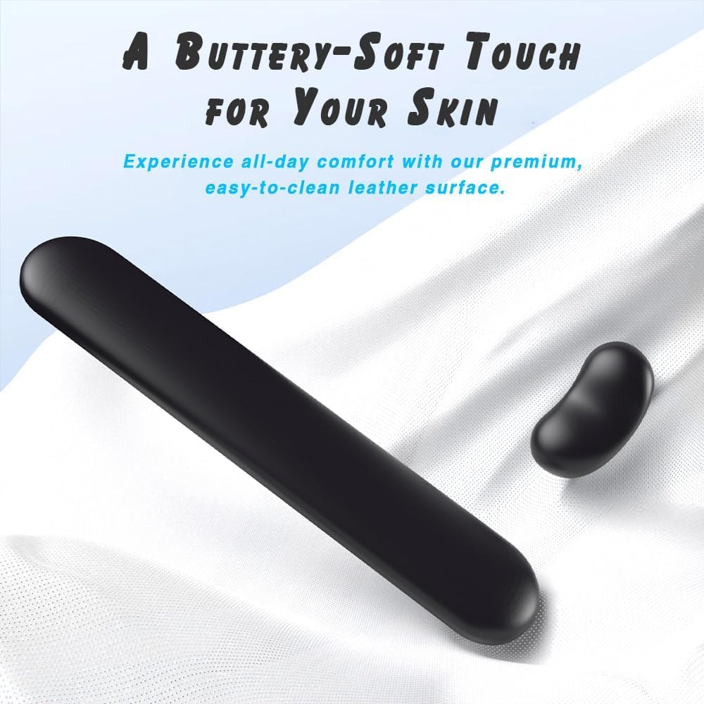 Ergonomic Wrist Rest Set for Keyboard and Mouse | Cooling Gel & Slow-Rebound Memory Foam Palm Support Pad | Luxe Leather, Minimalist, Non-Slip PU Base for Office, Laptop & Gaming (03White)