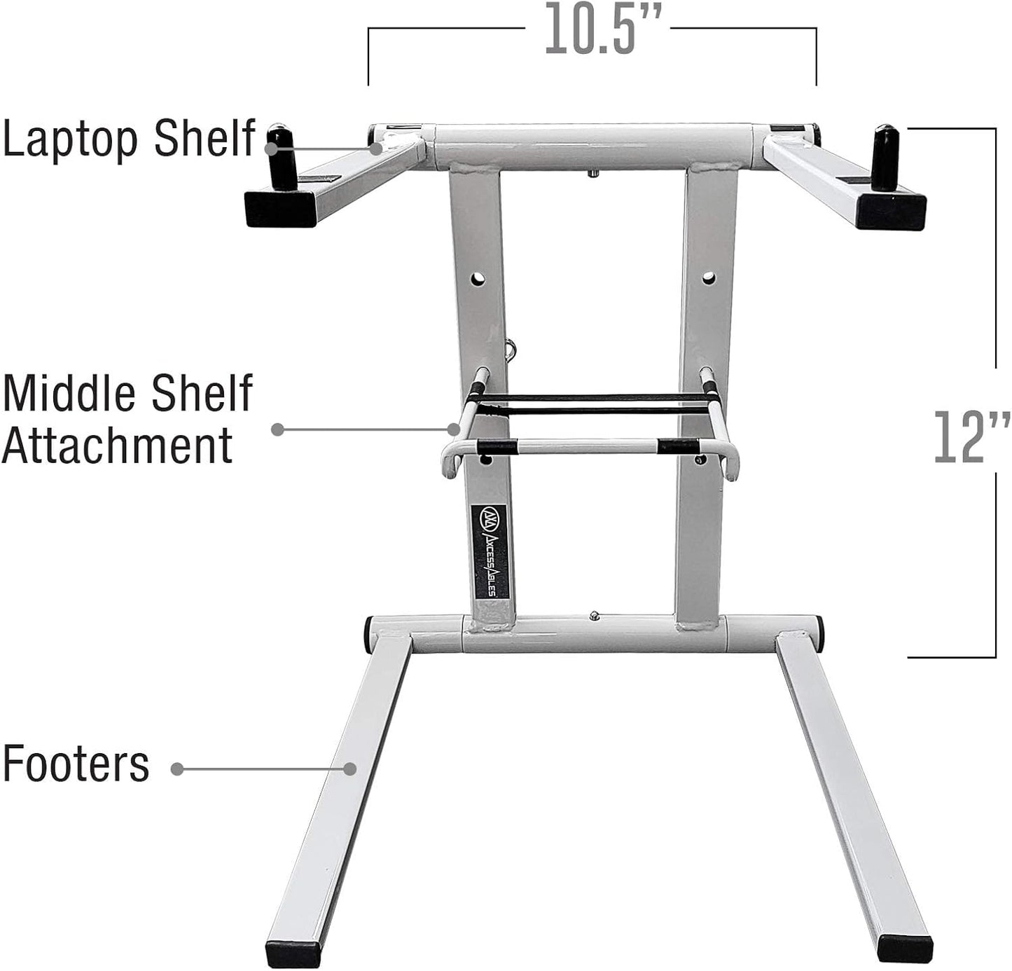 AXA AXCESSABLES DJ Laptop Stand with Travel Bag | Portable Foldable Aluminum Laptop Stand for Laptops up to 15 inches and 20lbs | No Assembly Required, Includes Carrying Bag