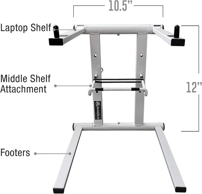 AXA AXCESSABLES DJ Laptop Stand with Travel Bag | Portable Foldable Aluminum Laptop Stand for Laptops up to 15 inches and 20lbs | No Assembly Required, Includes Carrying Bag