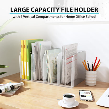 Jumyee Clear Acrylic File Folder Organizer with Handle – Portable Hanging File Box for Letter/A4, See-Through Desktop File Storage for Home Office School (No Folders Included)