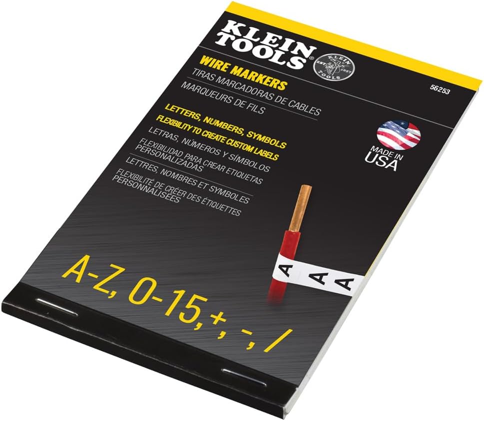 Klein Tools 56253 Wire Marker Book, Black Letters, Numbers, and Symbols