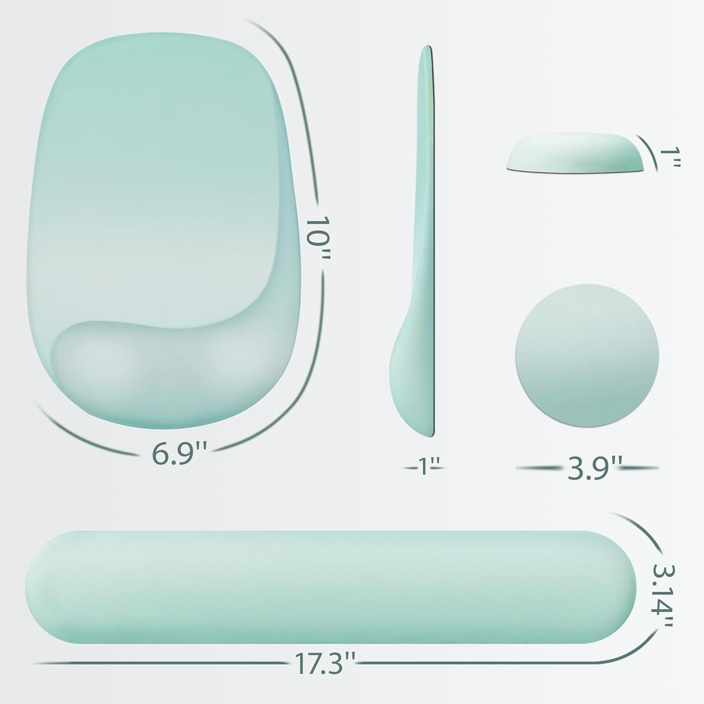 Ospelelf Wrist Rest for Keyboard and Mouse Ergonomic Mouse Pad with Wrist Support Memory Foam Wrist Rest for Computer Keyboard,3-in-1 Gel Mouse and Keyboard Pad for Office Geometry Green