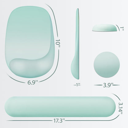 Ospelelf Wrist Rest for Keyboard and Mouse Ergonomic Mouse Pad with Wrist Support Memory Foam Wrist Rest for Computer Keyboard,3-in-1 Gel Mouse and Keyboard Pad for Office Geometry Green