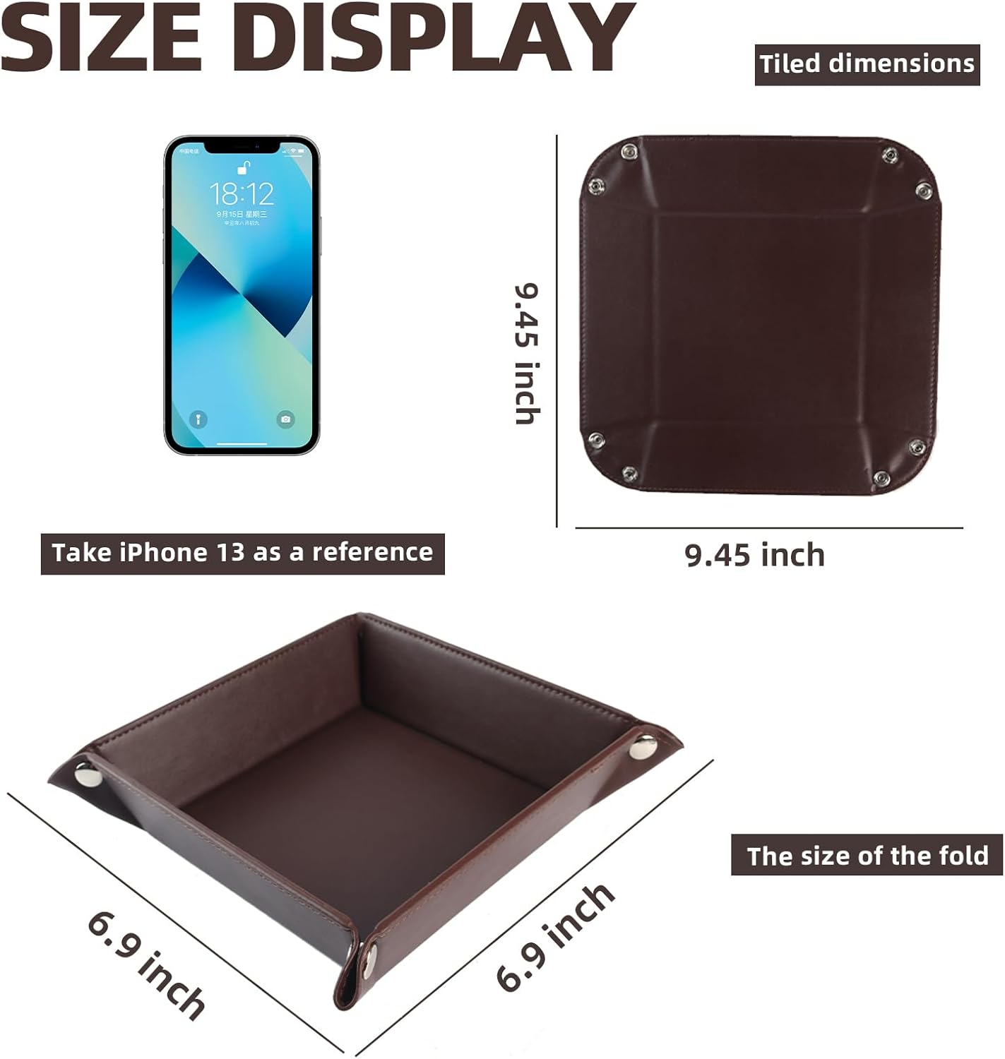 Valet Tray for Men Women 2 Pack - PU Leather Travel Catchall Tray Organizer - Desk Bedside Nightstand Storage Box for Jewelry Key Phone Remote Controller Wallet Watch Glasses Readers -White