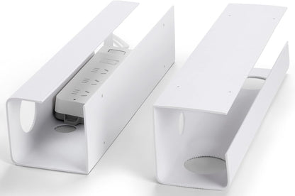 ZhiYo 2 Pack Large Capacity Cable Management Tray, Under Desk Cable Tray 31.5in(2X L15.7in), PVC Standing Desk Cord Management Ideas, Cable Organizer for Office and Home - White