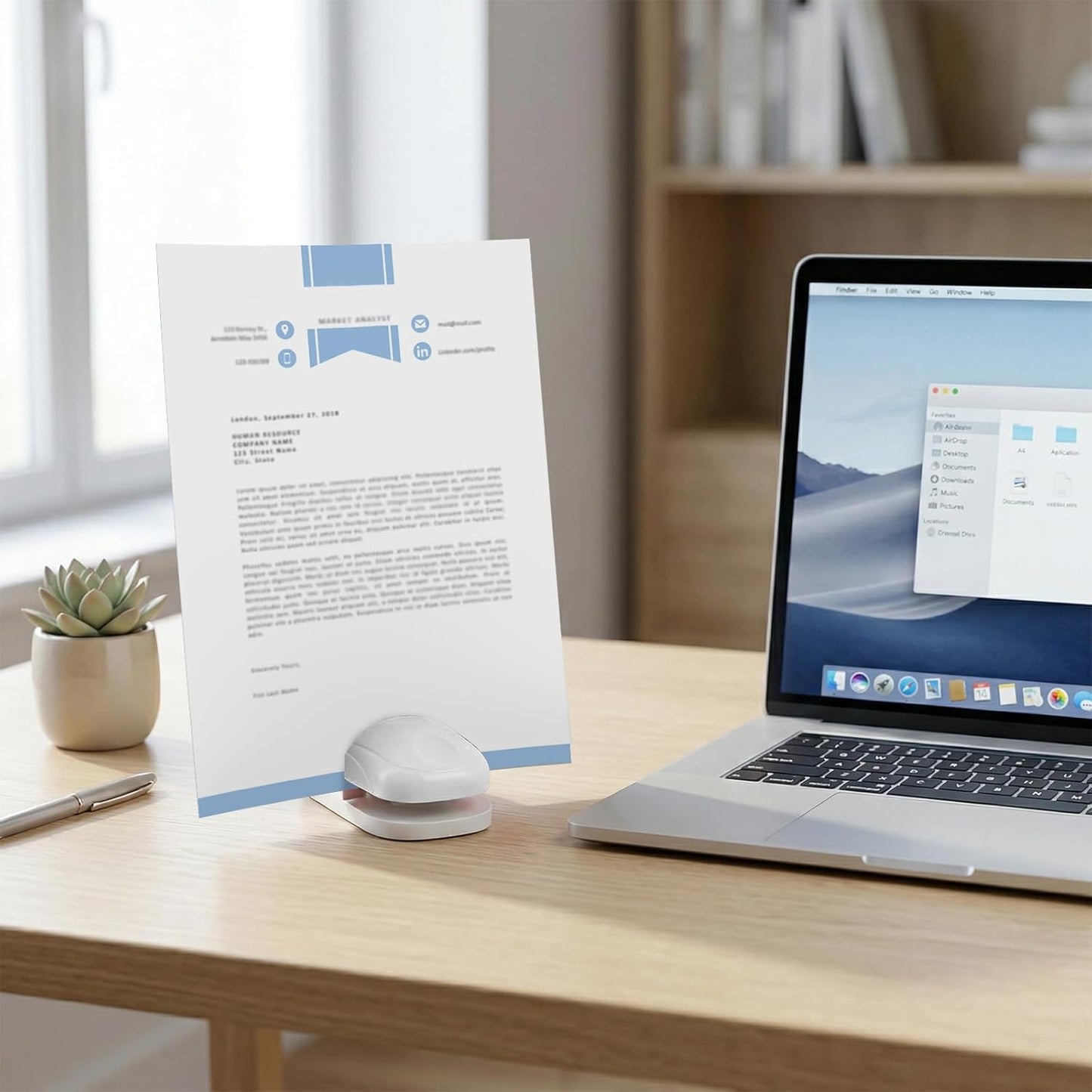 Plastic Document Holder for Typing, Portable Paper Stand with Non-Slip Base for A4 Paper, Compact Reading Clip Holder for Office Desk, Computer, Bank - White