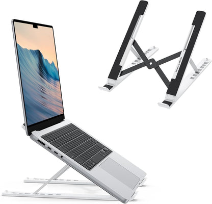 Portable Laptop Stand, OMOTON Laptop Stand for Desk Ergonomic 7-Levels Angles Adjustable Computer Stand, ABS Laptop Riser Holder Compatible with All Laptops and iPad(10-15.6")