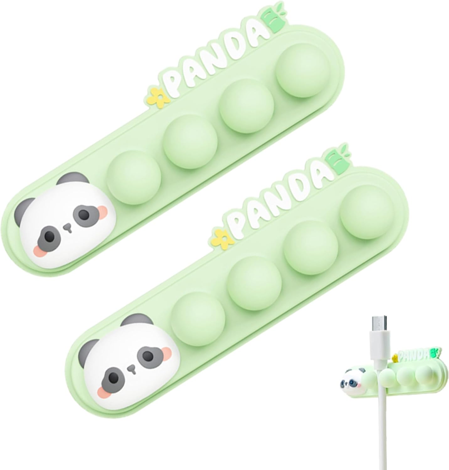 Panda Cable Organizer, Adorable Animal-Shaped Cable Clips, Desk Cable Management Cord Holder for Home and Office, Cute Wire Clips for Headphones, Chargers, USB Cables (4-Pack)